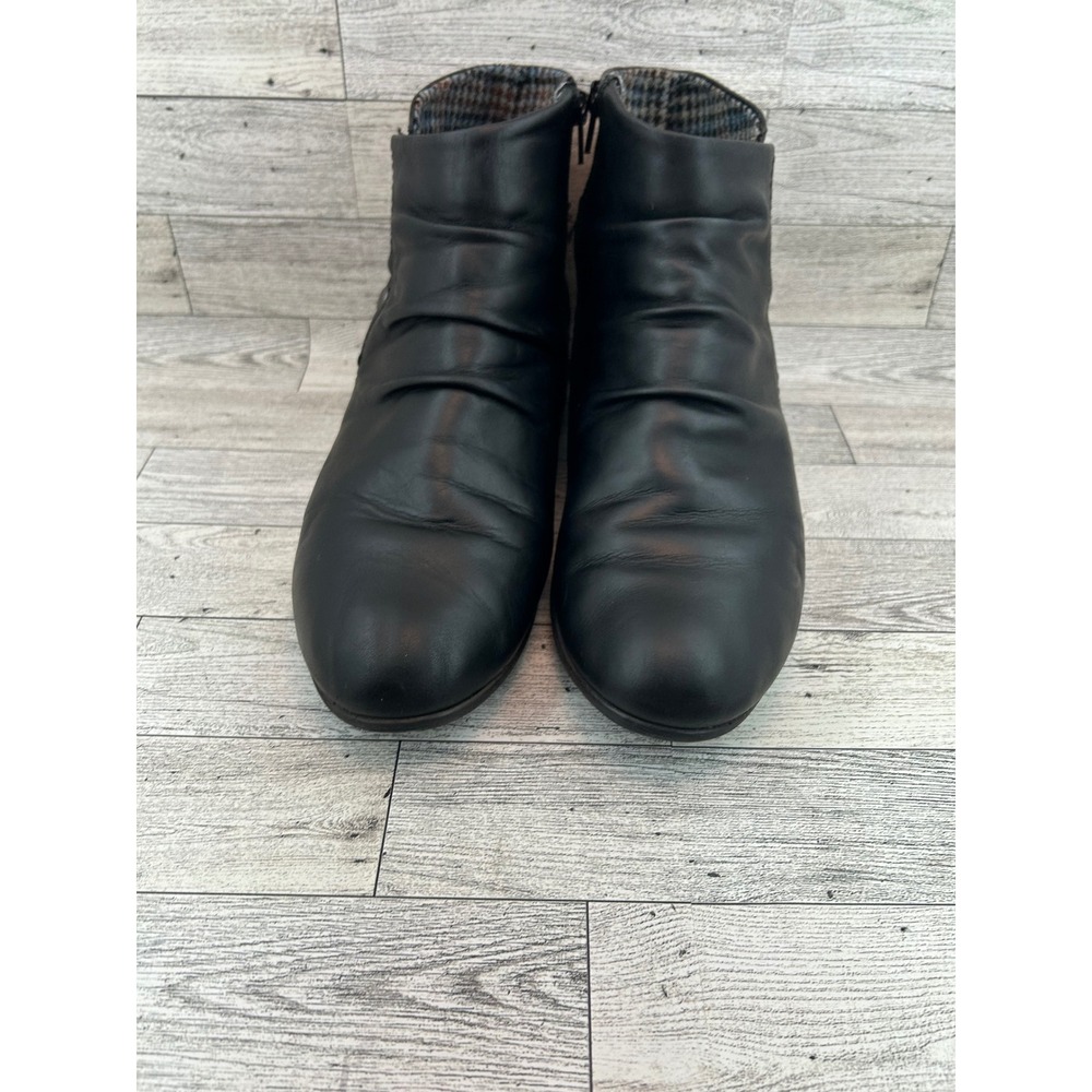 Rockport Cobb Hill Women Black Leather Ruched Ankle Boots CH6176 Size 10W